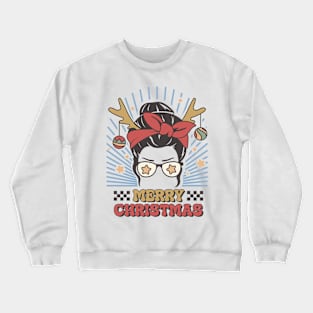 Merry christmas messy bun Crewneck Sweatshirt